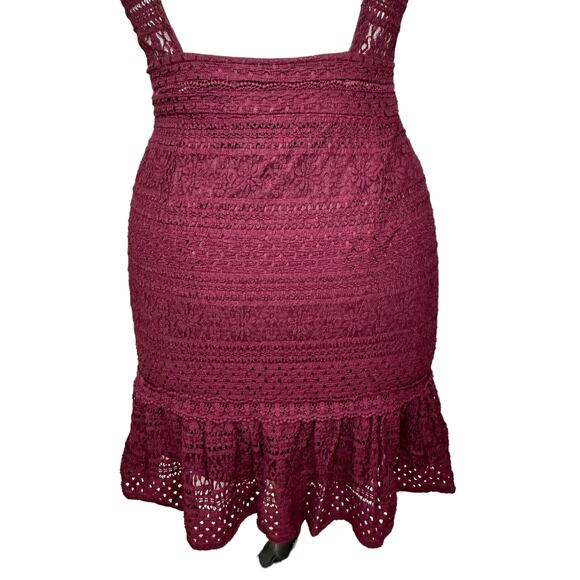 Foxiedox Ellie Lace Fit and Flare Mini Dress Burgundy Women XL NWT Ruffle - Picture 13 of 16